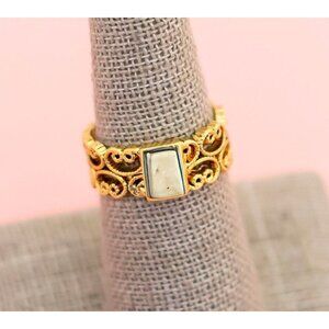 Vintage Gold Tone Victorian Spirals | Size 6 3/4 | Avon | H25